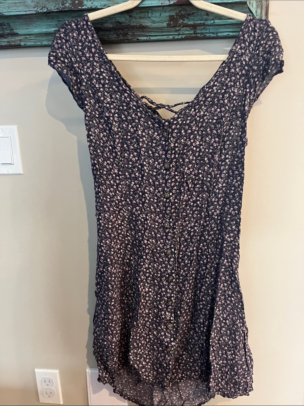 American Eagle Outfitters Violet Mini Dress with Pink Floral Print